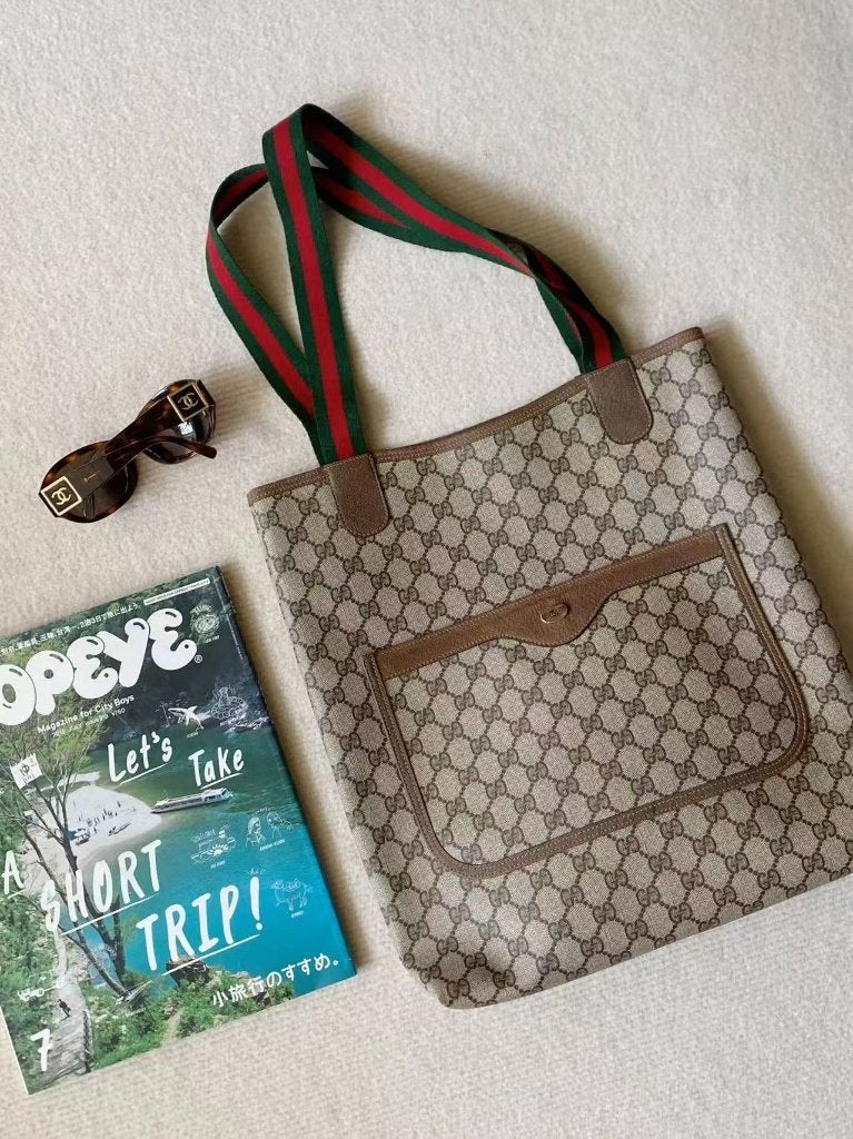 Gucci GG Supreme Tote Tas met Rood/Groene Webband, Ophalen of Verzenden, Zo goed als nieuw