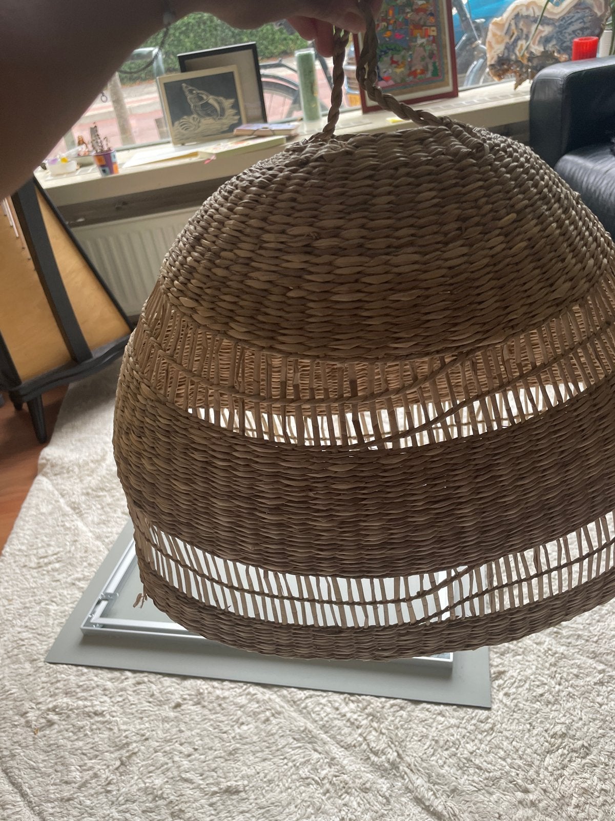 Rotan hanglamp, Ophalen, Gebruikt, Natuurlijk materiaal, Beige