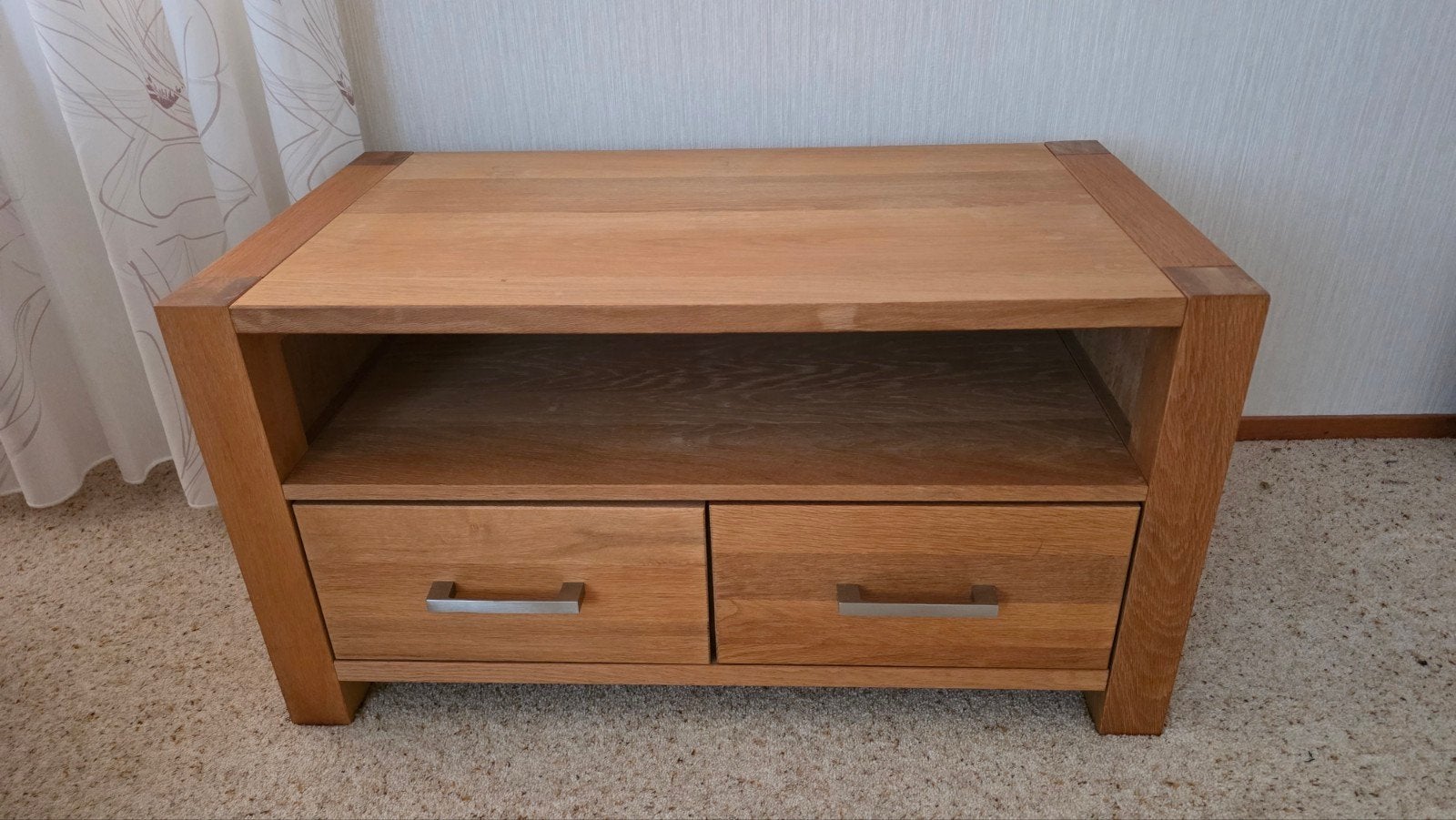 TV meubel Silkeborg (Jysk) - smal eiken, Ophalen, Gebruikt, Eikenhout, 50 tot 100 cm