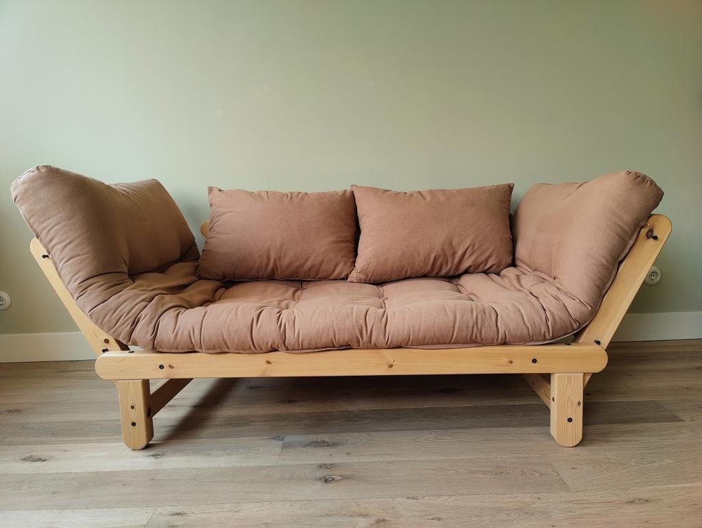 Karup design slaapbank Beat naturel, Ophalen, Gebruikt, Bruin, Tweepersoons