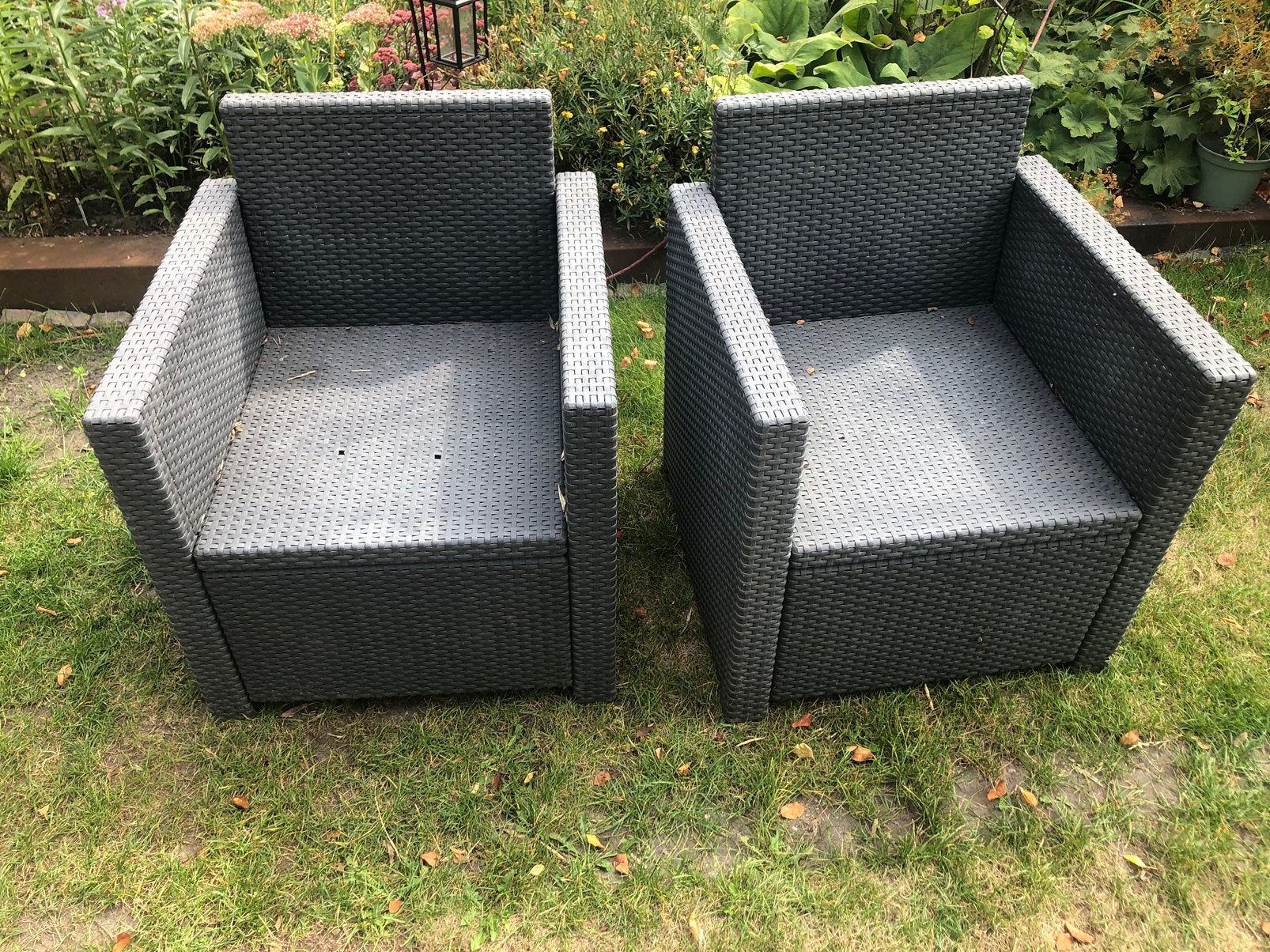 Gratis 2 X Allibert wicker tuinstoelen - gebruikt, Tuin en Terras, Ophalen, Gebruikt, Wicker