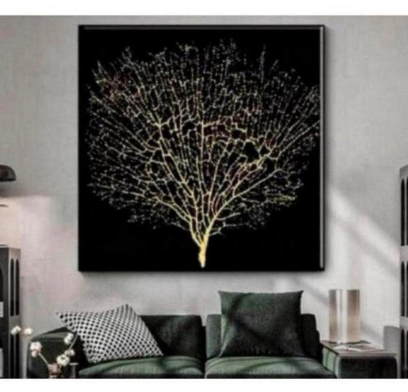 Abstract Gouden Boom van Leven goud levensboom canvas 90x90, Nieuw, Ophalen of Verzenden, H, H