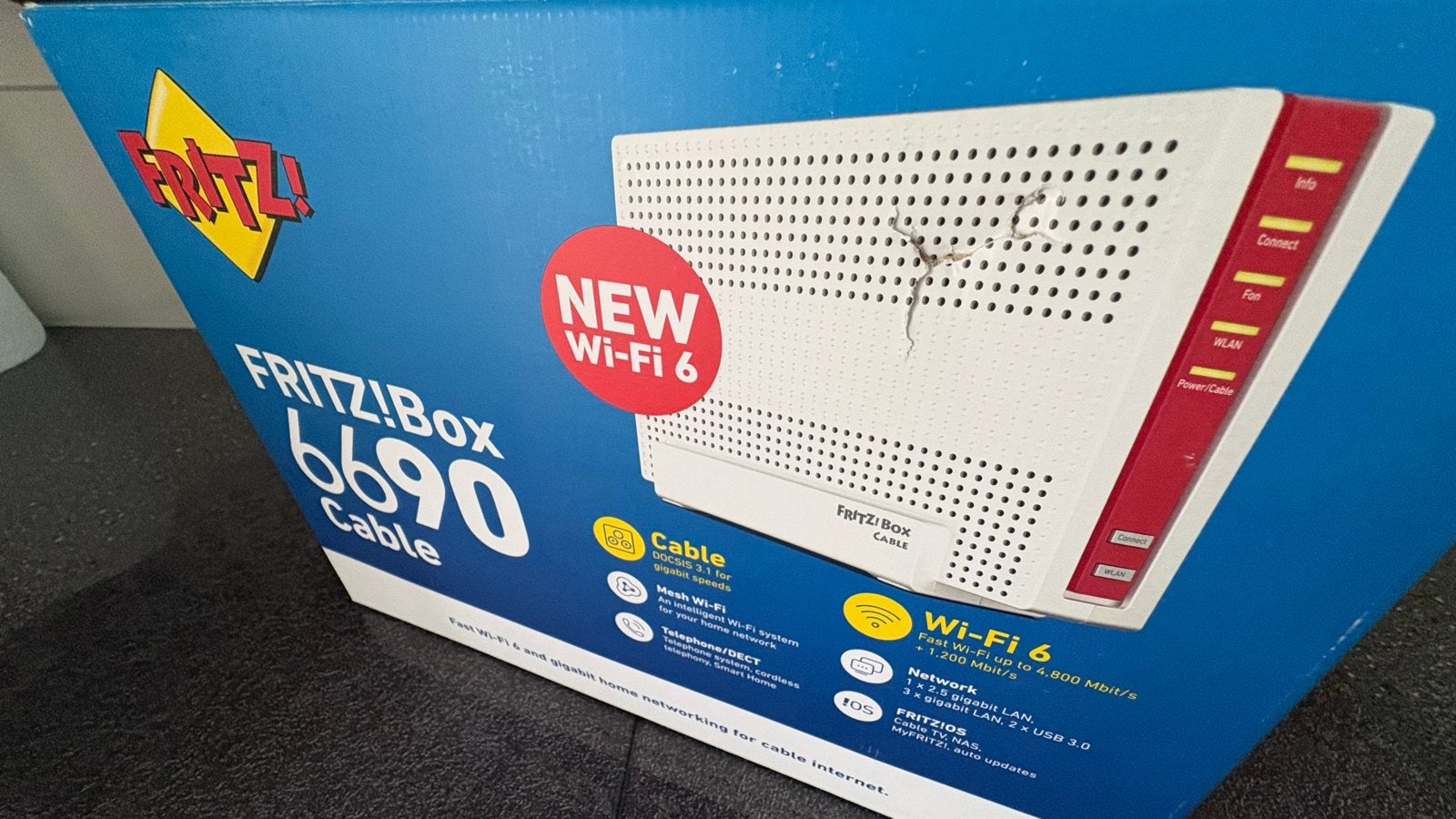 FRITZ!Box 6690 Cable Wi-Fi 6 modem, Computers en Software, Routers en Modems, Ophalen of Verzenden, Zo goed als nieuw, Router met modem