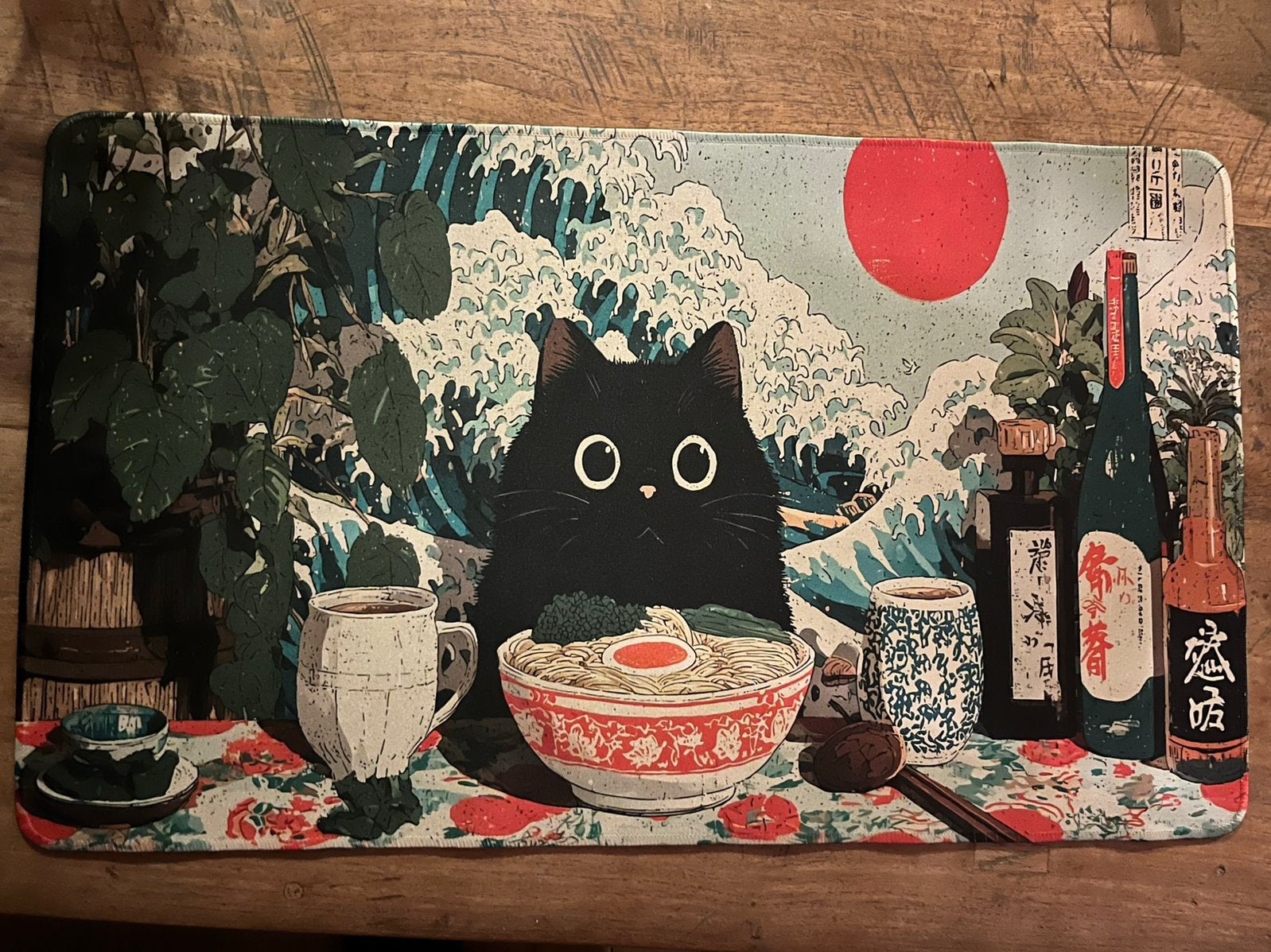 Magic the gathering playmat - japanse kat, Ophalen of Verzenden, Zo goed als nieuw, Sleeves of Kaarthoesjes