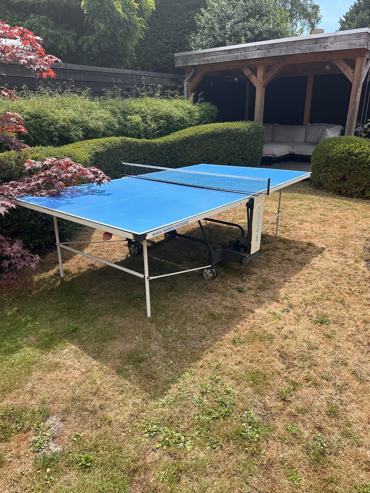 Buffalo Nordic Outdoor Tafeltennistafel - Binnen & Buiten, Sport en Fitness, Tafeltennis, Ophalen, Gebruikt, Tafel Outdoor, Verrijdbaar