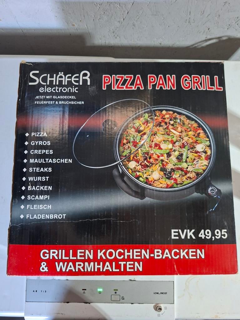 Schäfer Electronic Pizza Pan Grill met Glasdeksel, Ophalen of Verzenden, Gebruikt
