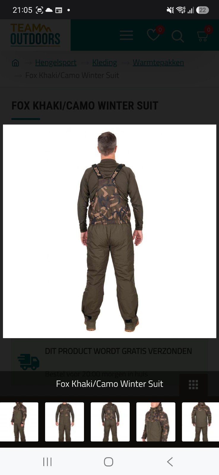 Fox Khaki/Camo Winter Suit - Warmtepak maat M, Ophalen of Verzenden, Nieuw, Kleding