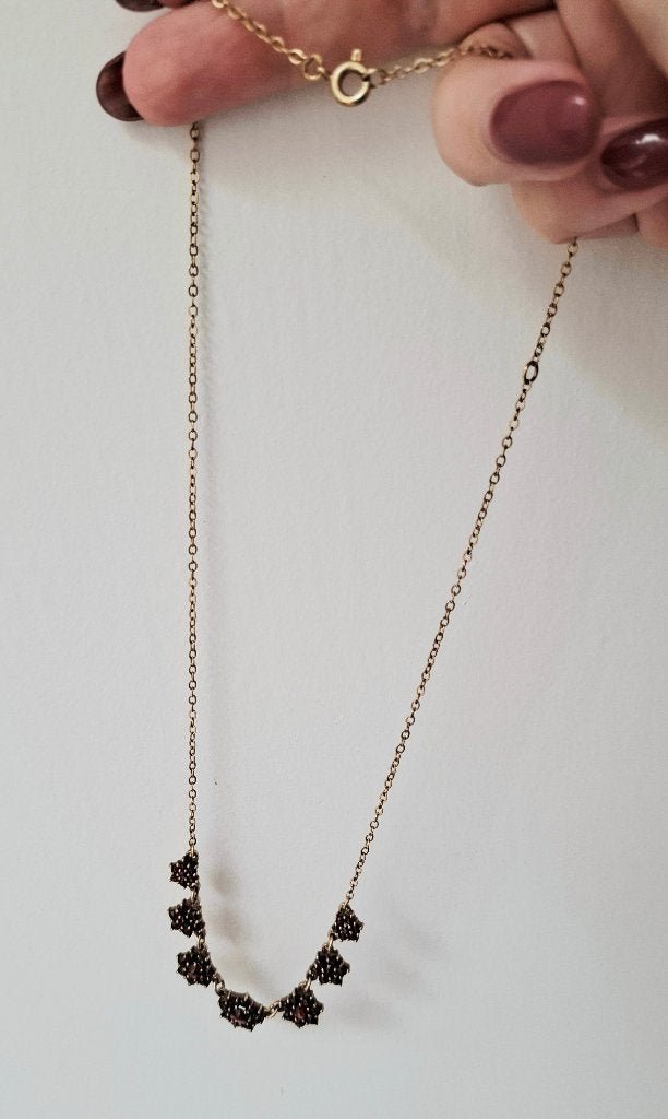 Mooie vintage boheemse granaat ketting, Overige materialen, Verzenden, Zo goed als nieuw, Met edelsteen