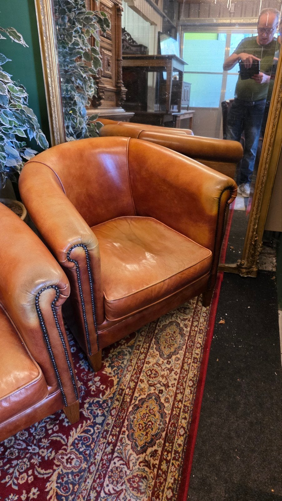 2 super mooie leren clubfauteuils, Ophalen, Gebruikt, 75 tot 100 cm