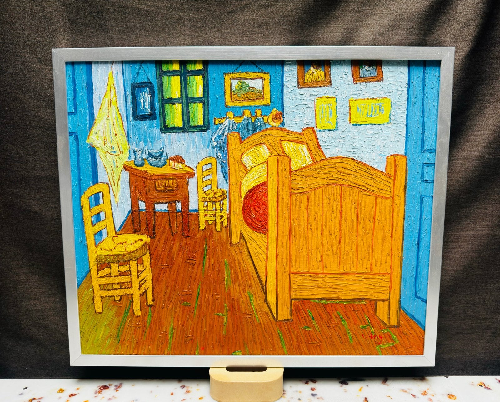 Grof geschilderd schilderij naar Van Gogh - “Bedroom Arles”, Doek, Expressionistisch, Ophalen of Verzenden, Handgeschilderd