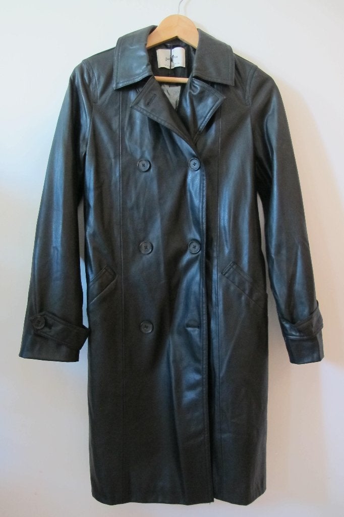 Faux leather coat (Stradivarius), Zwart, Ophalen of Verzenden, Maat 36 (S), Stradivarius