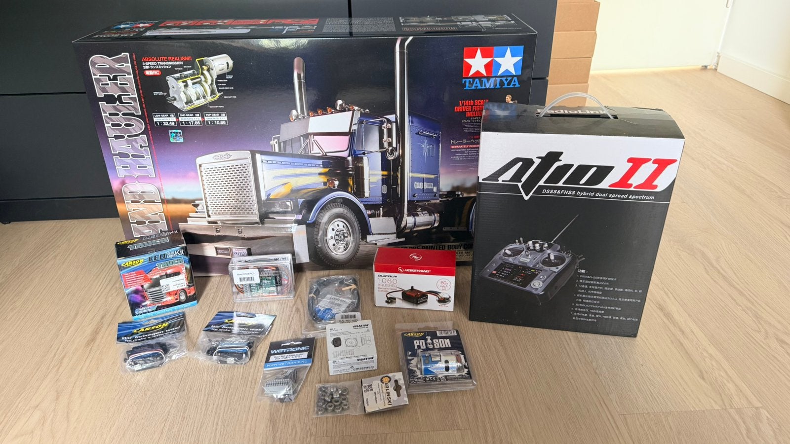Tamiya Grand Hauler Black bouwpakket compleet - NIEUW!, Elektro, Schaal 1:14, Nieuw, Ophalen of Verzenden
