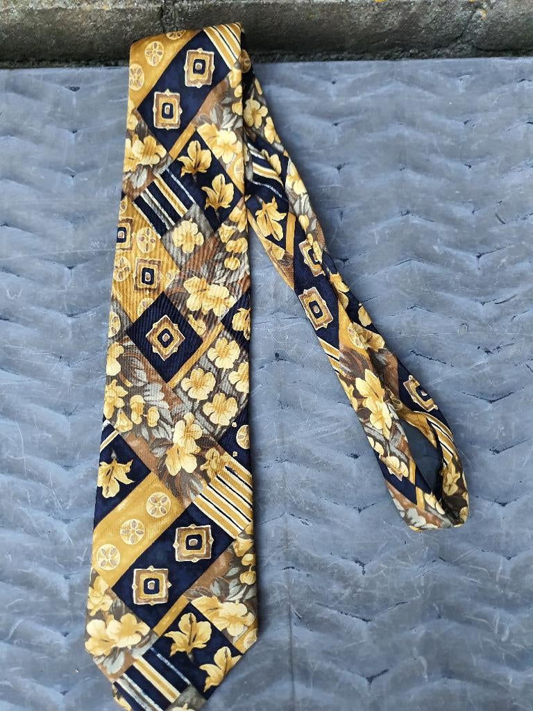 Vintage Silk Tie | Amici Mustard Print, Kleding | Heren, Stropdassen, Ophalen of Verzenden, Zwart