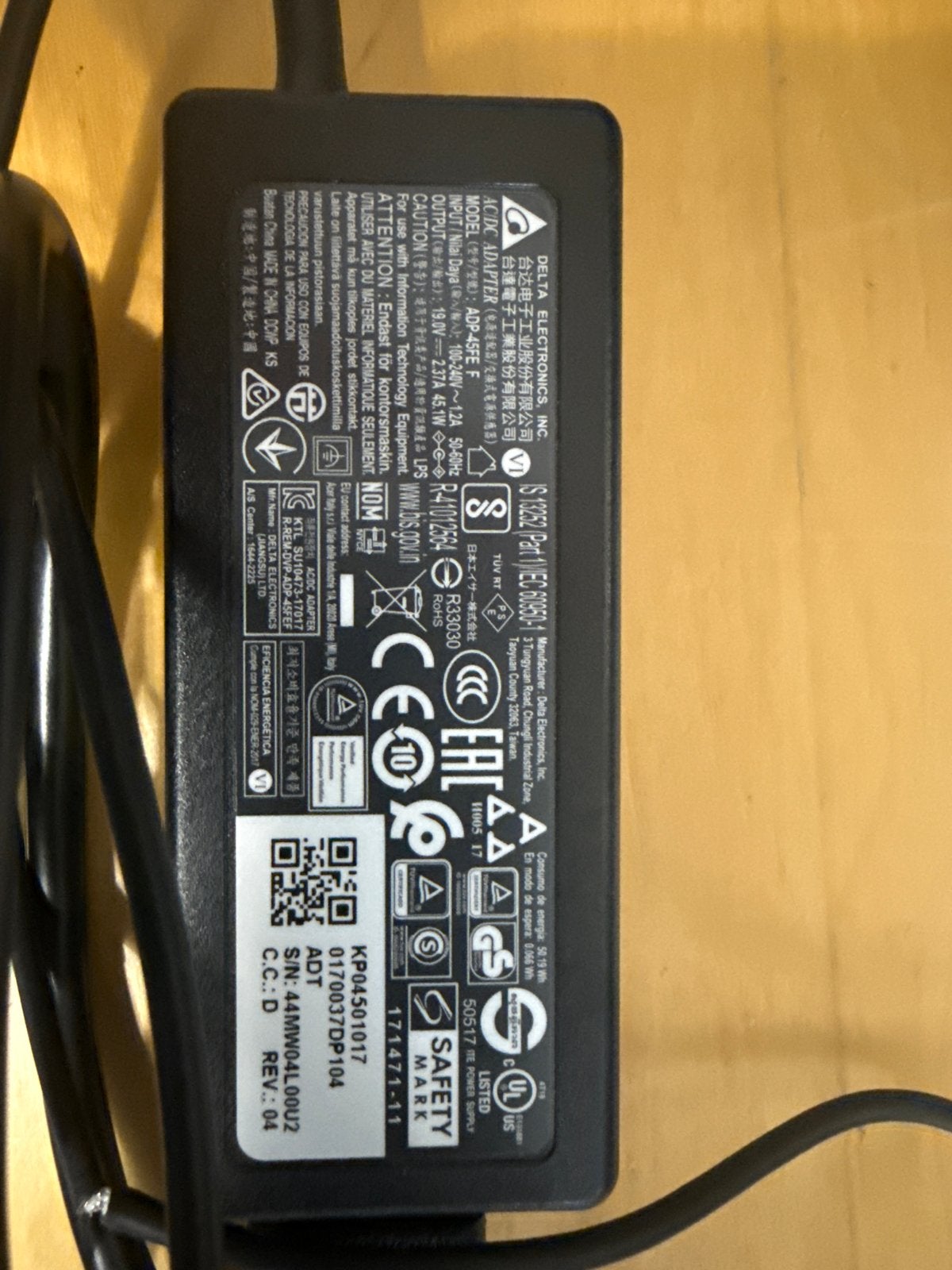 ACER Laptop Oplader 19V 2.37A 45W 3.0x1.0mm-B KP04501017, Computers en Software, Laptop-opladers, Ophalen of Verzenden, Gebruikt