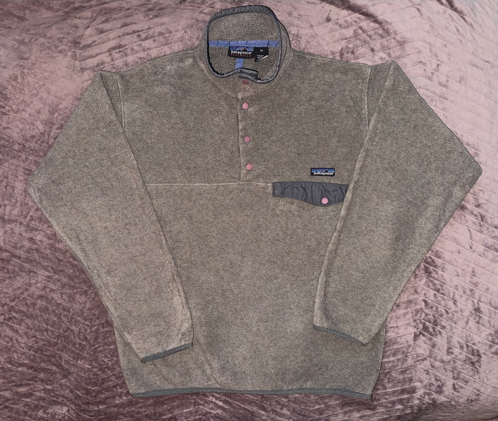 Vintage Patagonia Synchilla Snap T Fleece Sweater, Ophalen of Verzenden, Zo goed als nieuw, Maat 48/50 (M), Grijs