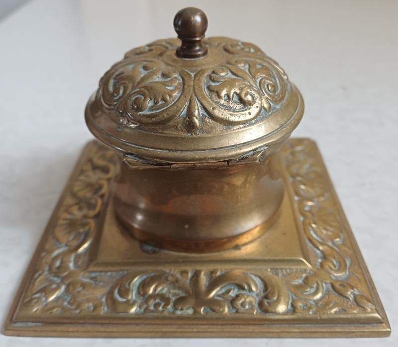 Antiek bronzen inktpot, Ophalen of Verzenden, Brons