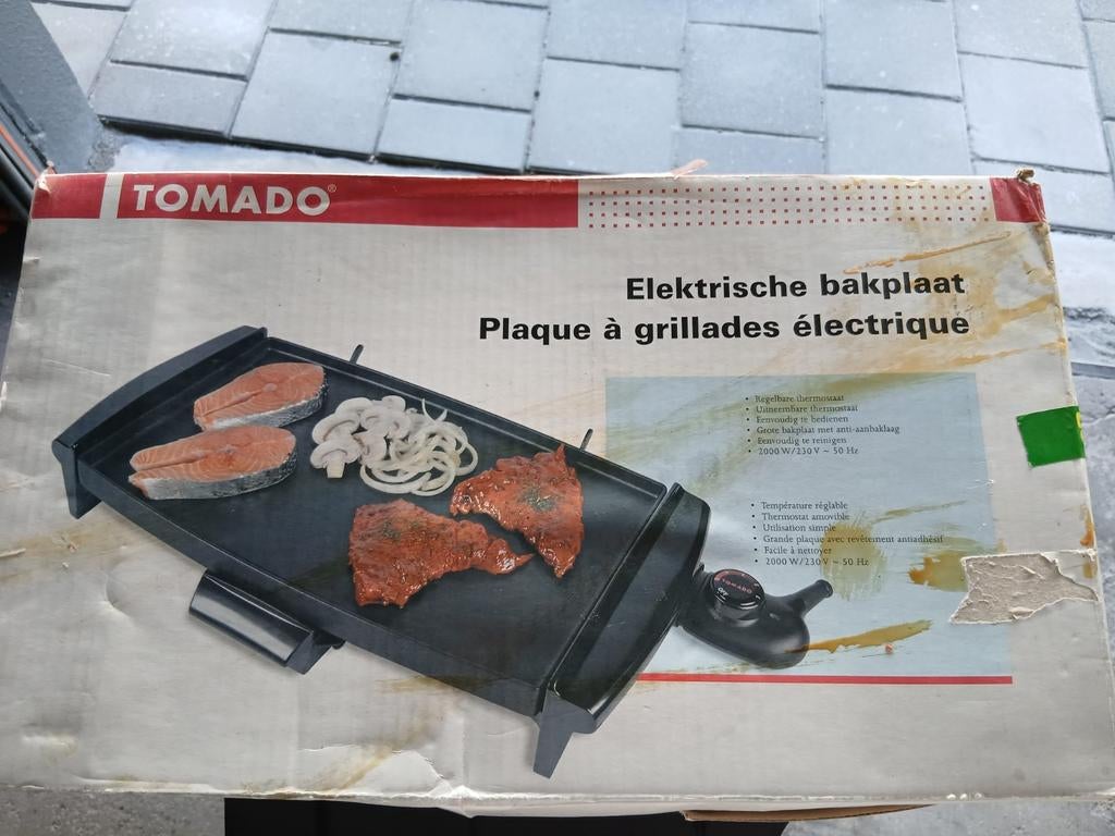 Tomado Elektrische Bakplaat - Grillplaat met Anti-aanbaklaag, Ophalen of Verzenden, Gebruikt, Tafelgrill