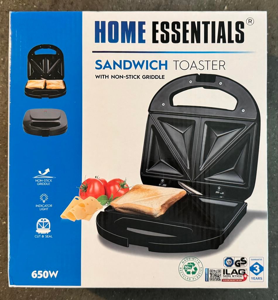 Home Essentials Sandwich Toaster 650W - NIEUW en ONGEBRUIKT, Ophalen of Verzenden, Nieuw