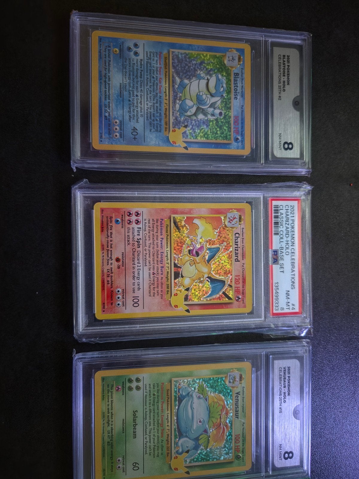 Pokémon Celebrations Holo Graded Kaarten PSA 8, Ophalen of Verzenden, Zo goed als nieuw, Meerdere kaarten, Foil
