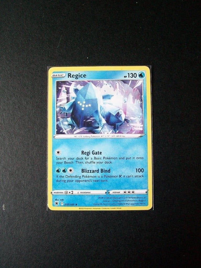 4748. nieuwe pokemonkaart REGICE hp 130 (032/189) 2022, Ophalen of Verzenden, Nieuw, Losse kaart
