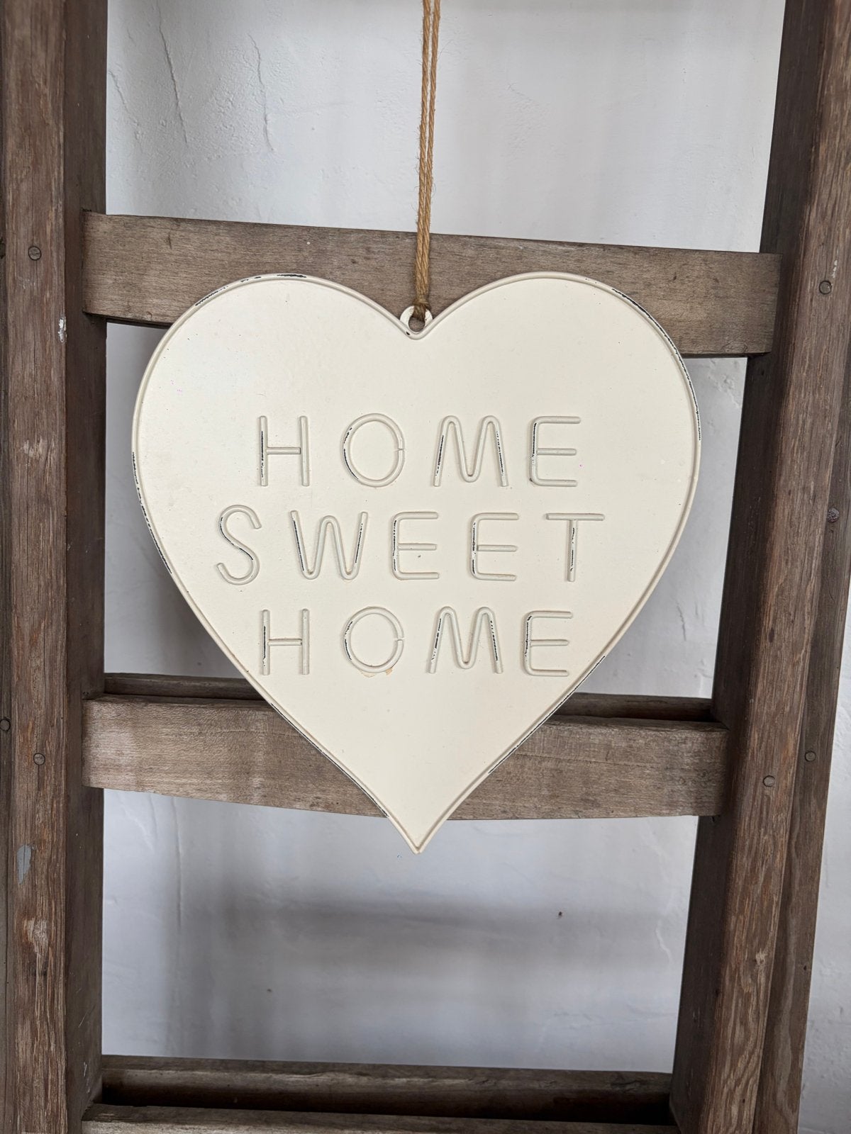 Hartvormig 'Home Sweet Home' decoratiebord, Gebruikt, Beige, Ophalen of Verzenden, Landelijk