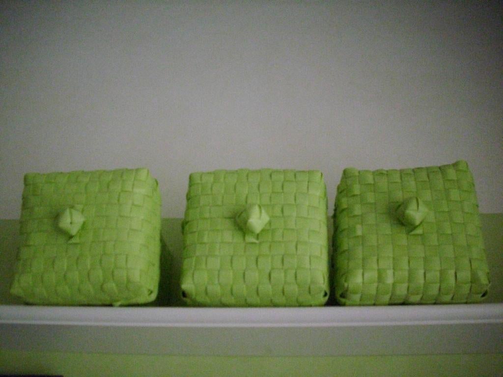 Leuke lime groene manden met deksel / hangmand / 2 andere, Mand, Rond, Nieuw, Ophalen of Verzenden
