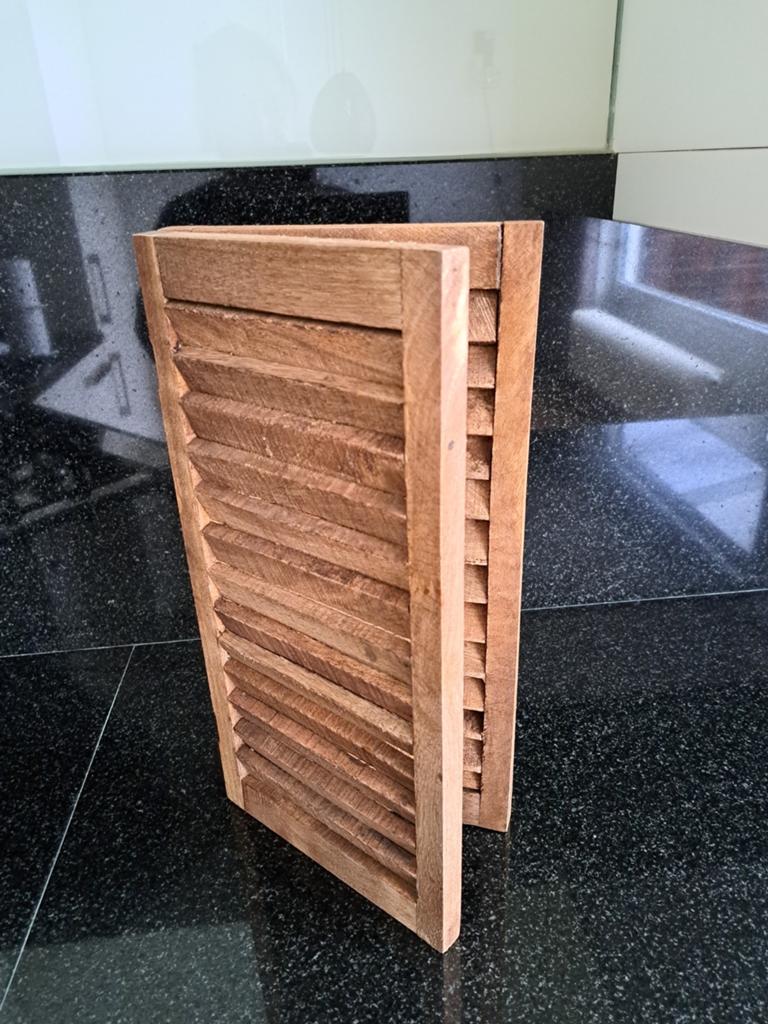 Teakhouten Louvre Luiken - 40cm Hoog, Ophalen, Gebruikt, Minder dan 80 cm, Overige typen