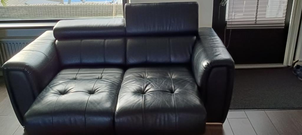 Zwarte Leren 2 zits relax bank, Ophalen of Verzenden, 75 tot 100 cm