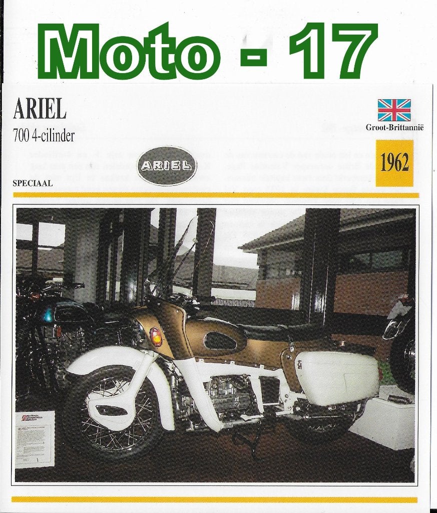 Moto17 motorkaart ariel 700 4 - cilinder ( 1962 ), Ophalen of Verzenden, Zo goed als nieuw, Auto's