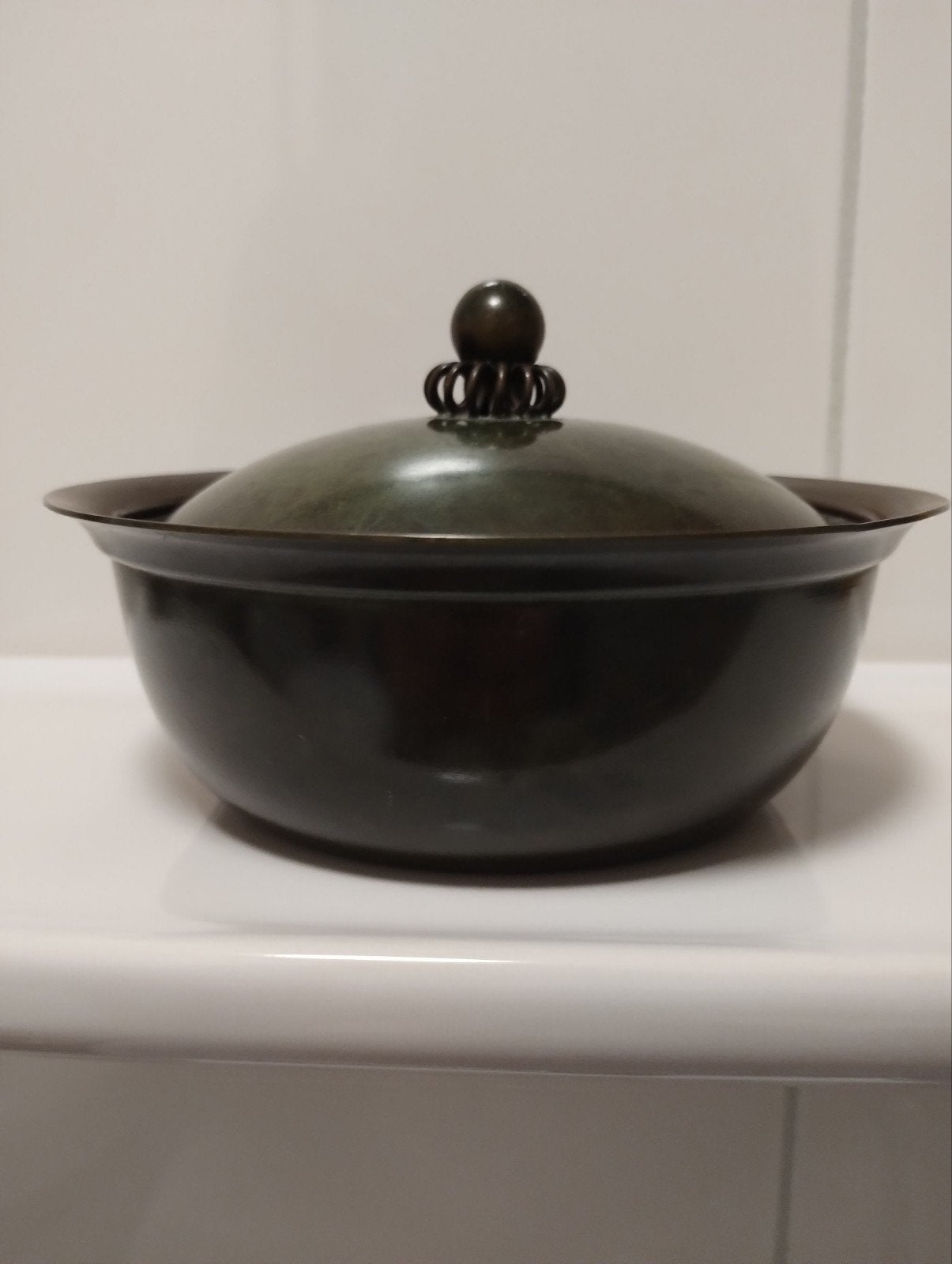 Art Deco Just Andersen (1884-1943) bronzen schaal + deksel, Antiek en Kunst, Ophalen of Verzenden
