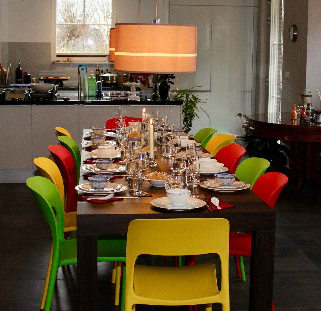 Mobili Fiver uitschuiftafel 45–305 cm + 12 Amanda stoelen
