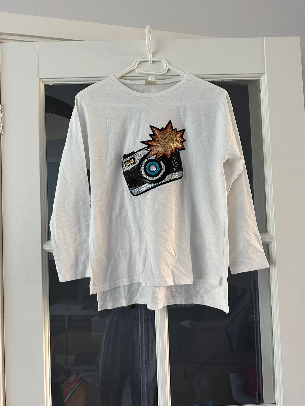 Creme witte longsleeve oversized pailletten Zara maat 152, Ophalen of Verzenden, Nieuw, Meisje, Shirt of Longsleeve