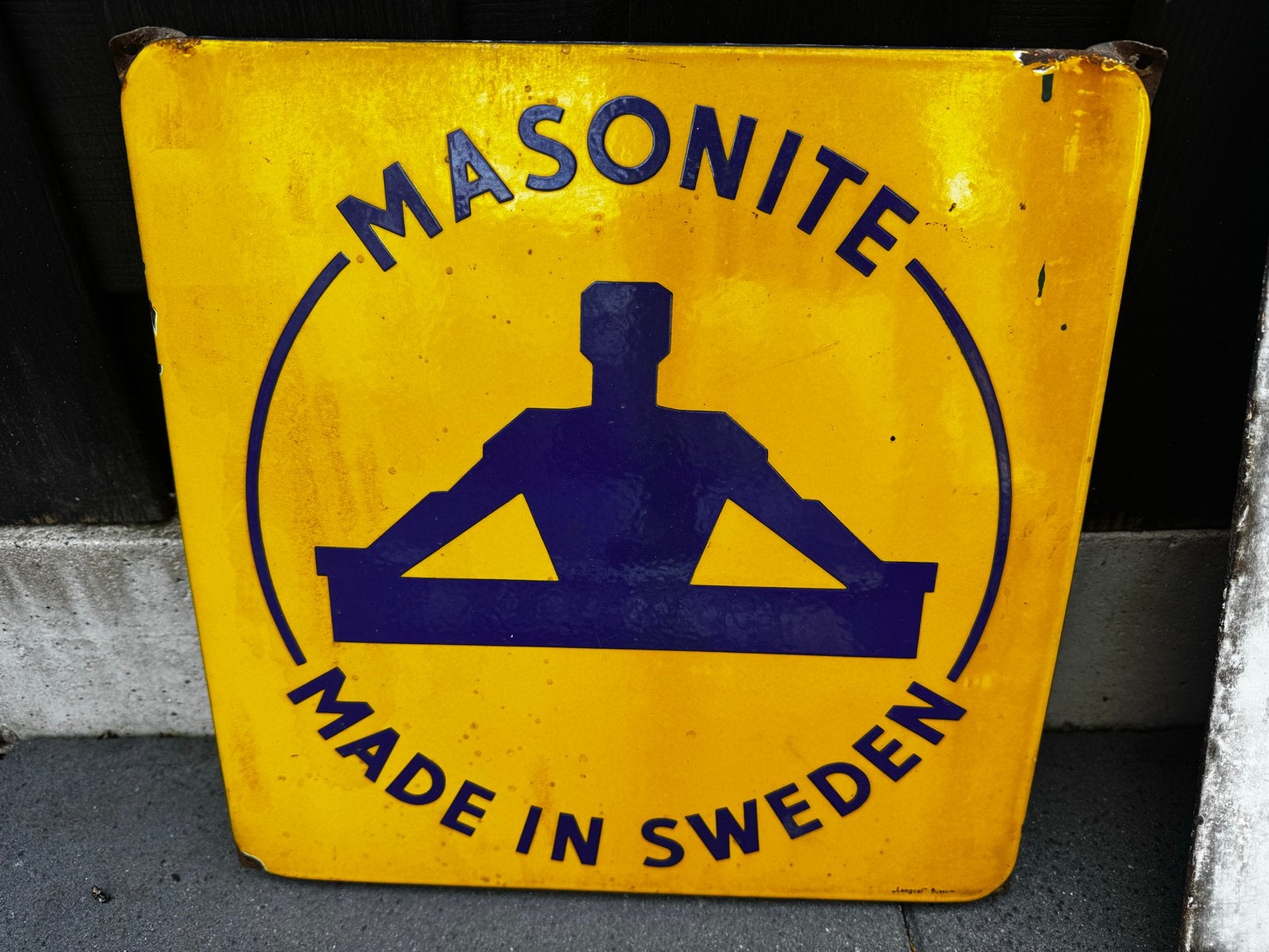 Vintage Masonite Emaille Reclamebord - Made in Sweden, Ophalen