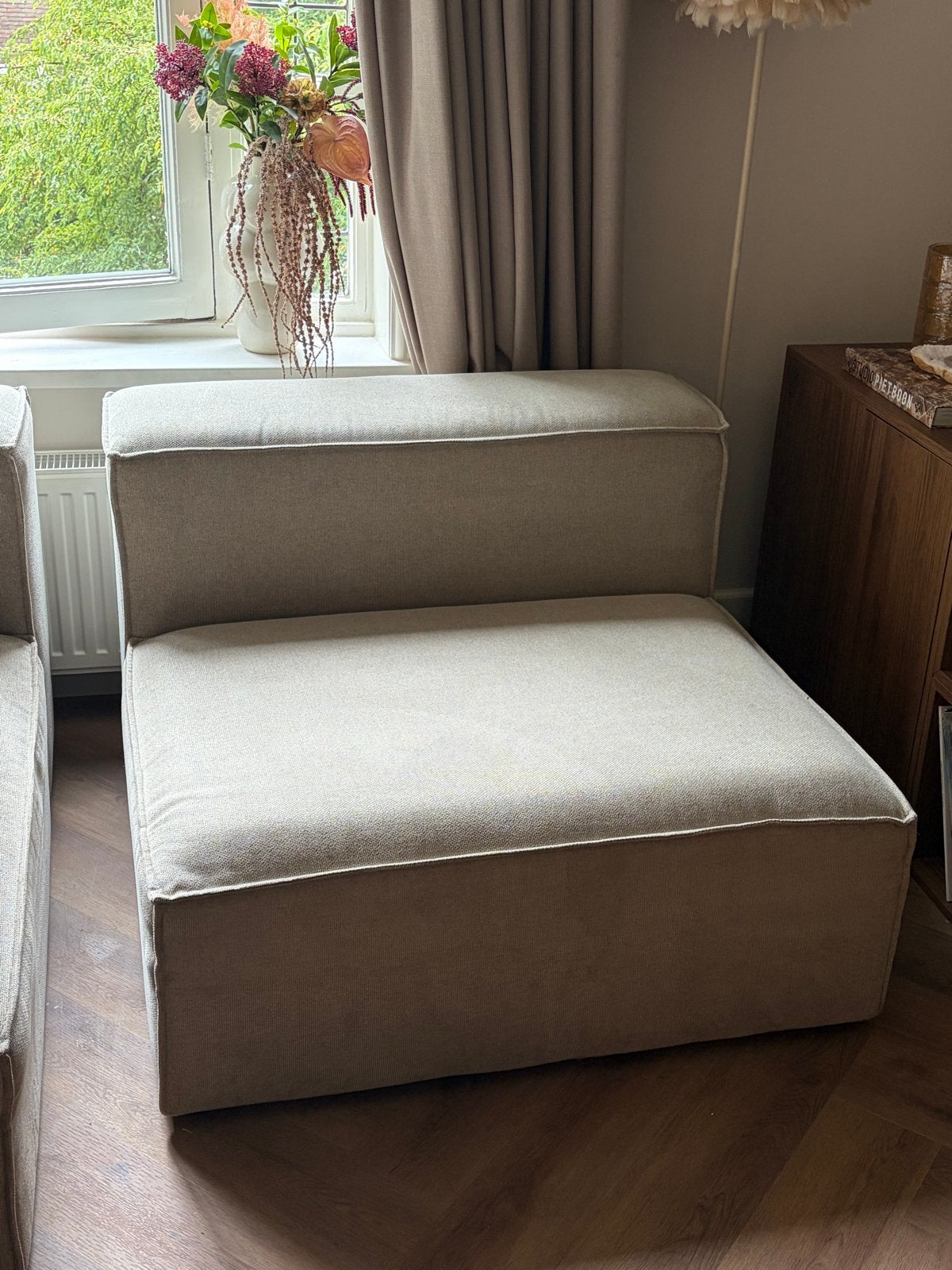Igor bank (eenpersoons), modulair, beige, goede staat, Huis en Inrichting, Ophalen, Eenpersoons, 75 tot 100 cm, Zo goed als nieuw