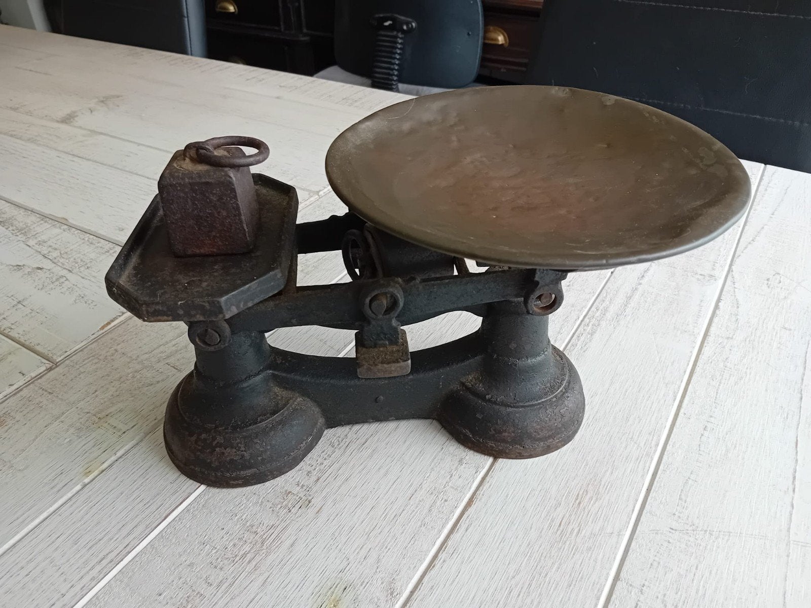Edwardiaanse kwaliteits perenweegschaal, gietijzer en koper, Ophalen of Verzenden