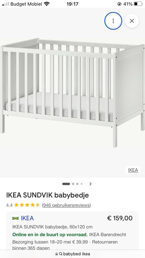 Baby bedje plus zgan matras (ikea), Ophalen, Zo goed als nieuw, Ledikant