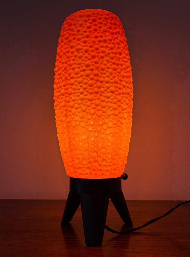 Zeldzame vintage retro Amerikaanse jaren 50/60 statief lamp, Huis en Inrichting, Kunststof, Vintage, Oranje, 39 cm