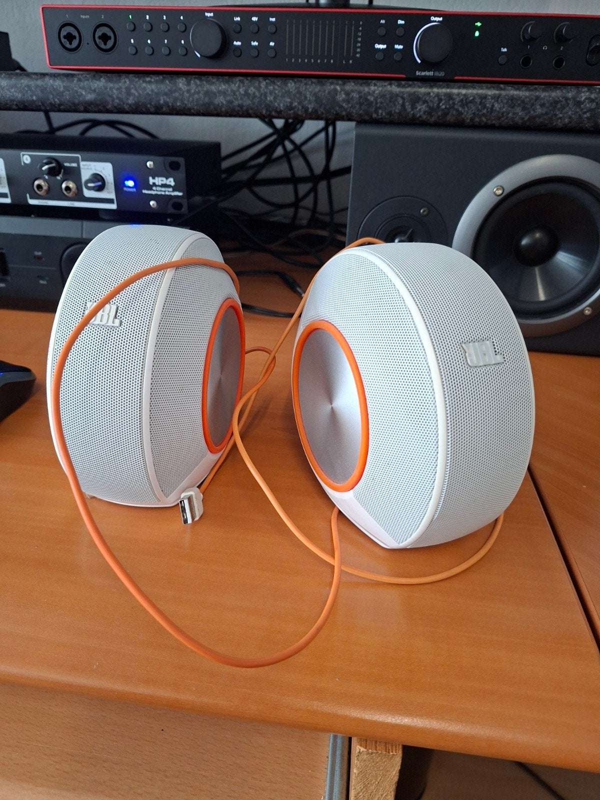 JBL Duet II stereo speakers - wit met oranje accenten, Stereo speakers, AUX-ingang, JBL, Ophalen of Verzenden
