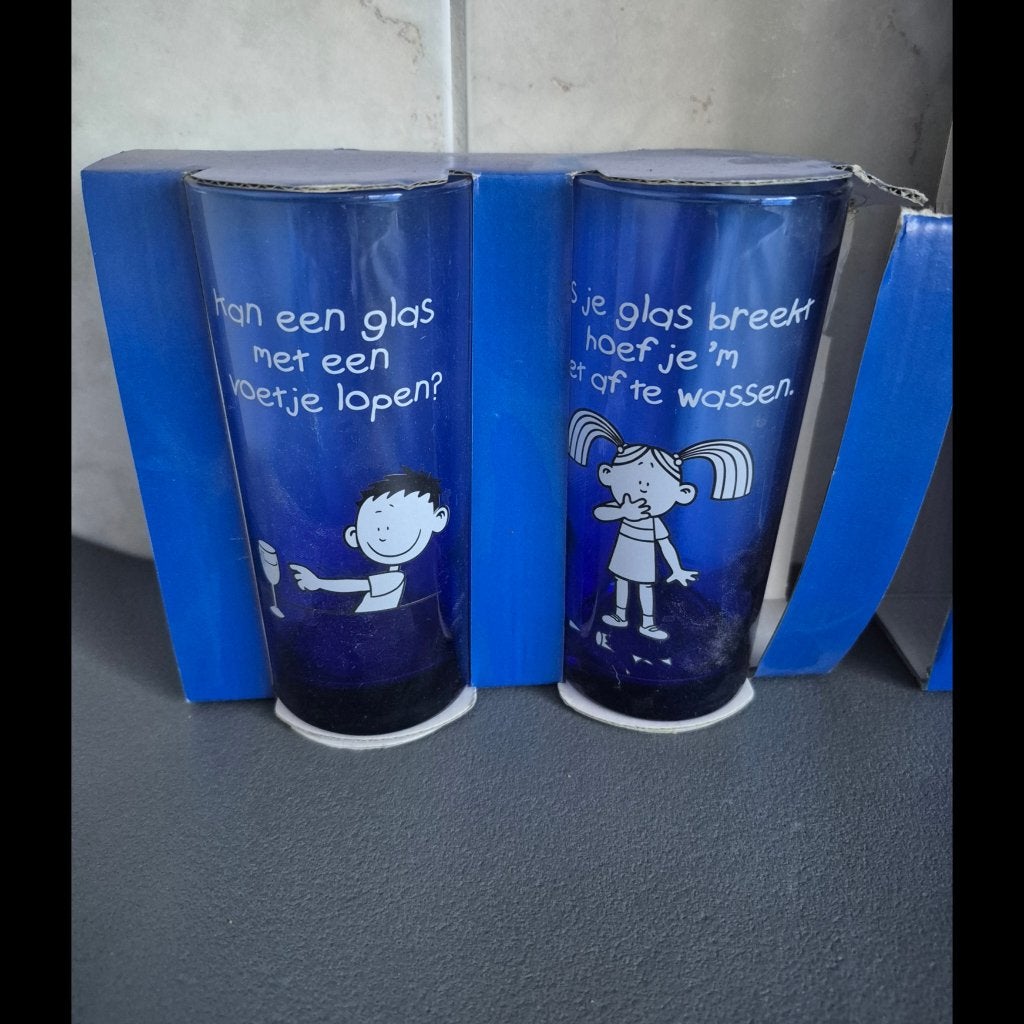 Bleu band glazen set van 2 nieuw, Ophalen of Verzenden, Nieuw, Overige typen