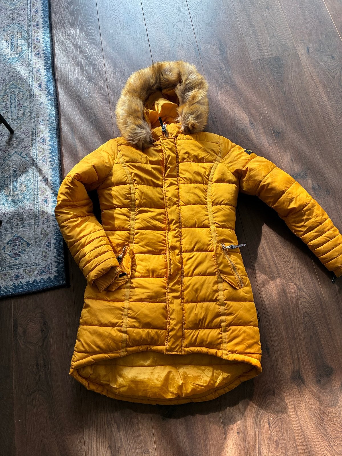 Navahoo dames winterjas  oker geel met bontkraag - Maat M, Ophalen, Zo goed als nieuw, Maat 38/40 (M), Geel