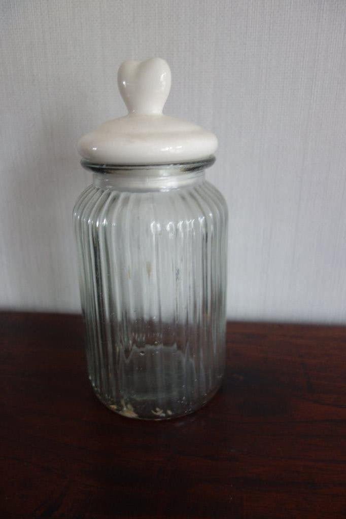 Voorraadpot glas porselein., Ophalen of Verzenden, Zo goed als nieuw, Glas