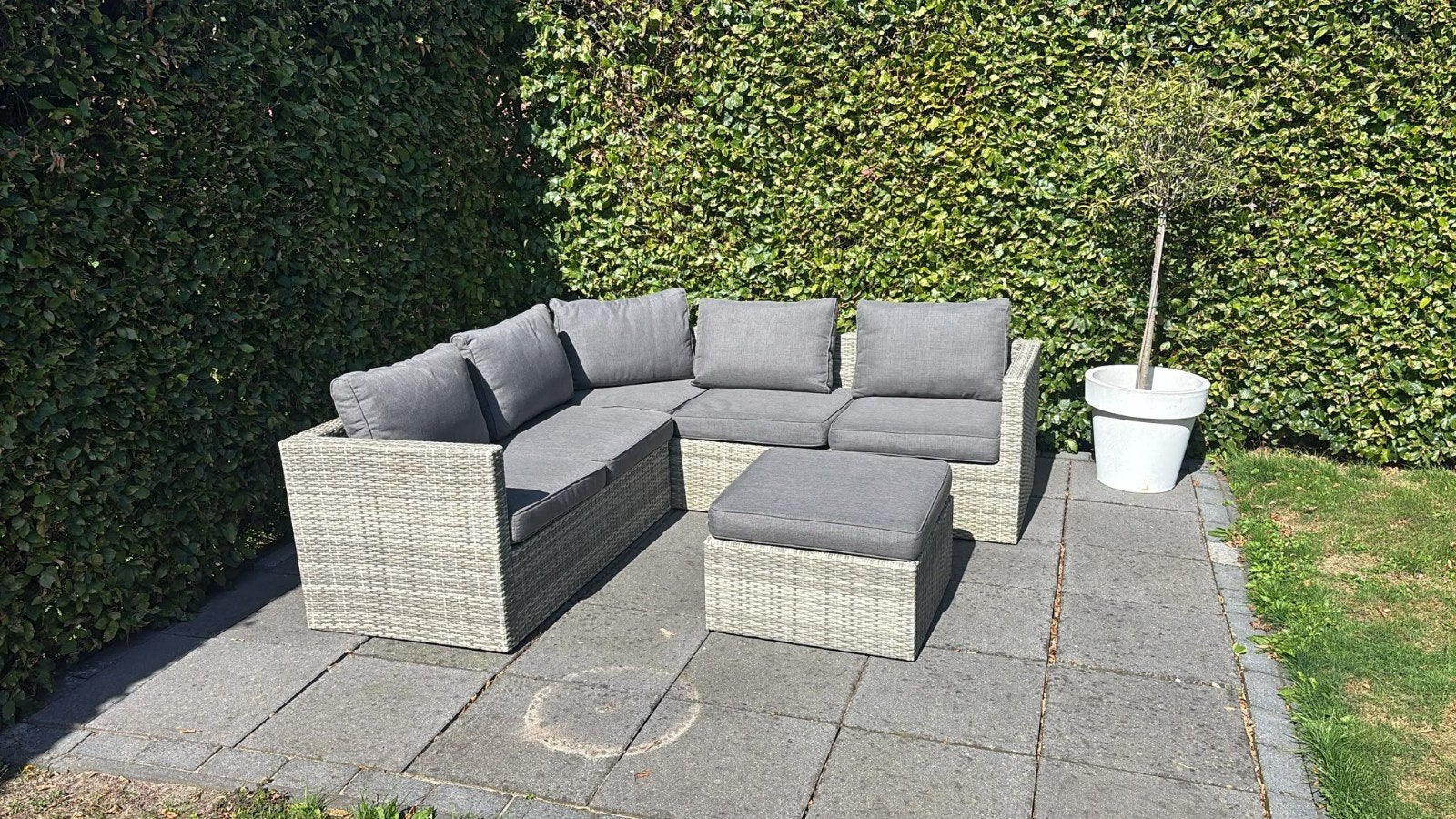 wicker loungebank hoekbank tuinset loungeset, Tuin en Terras, Tuinsets en Loungesets, Ophalen, Zo goed als nieuw, Loungeset, Wicker