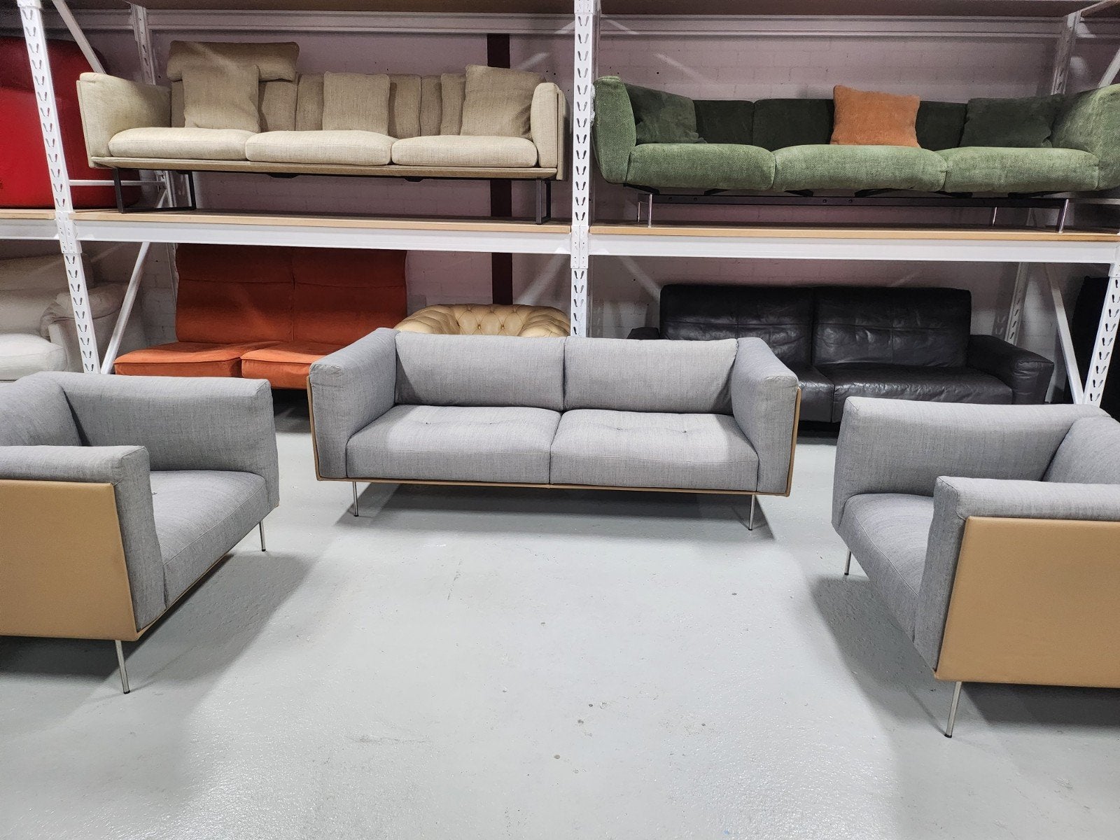 Living divani - Rod 2-zitsbank & 2x fauteuils, Ophalen of Verzenden, Zo goed als nieuw, Rechthoekig, 125 cm of meer