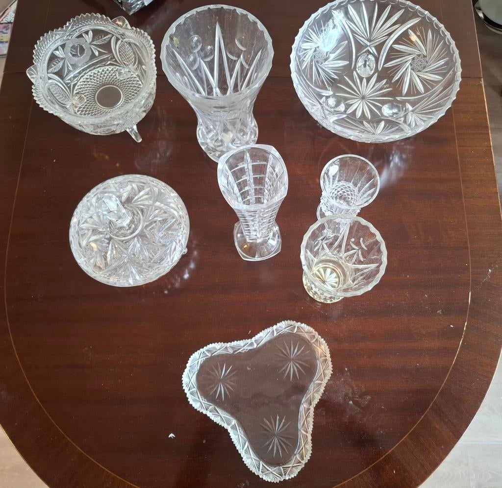 Diverse Kristallen vazen en schalen, Huis en Inrichting, Woonaccessoires | Vazen, Ophalen of Verzenden, Overige kleuren, Glas