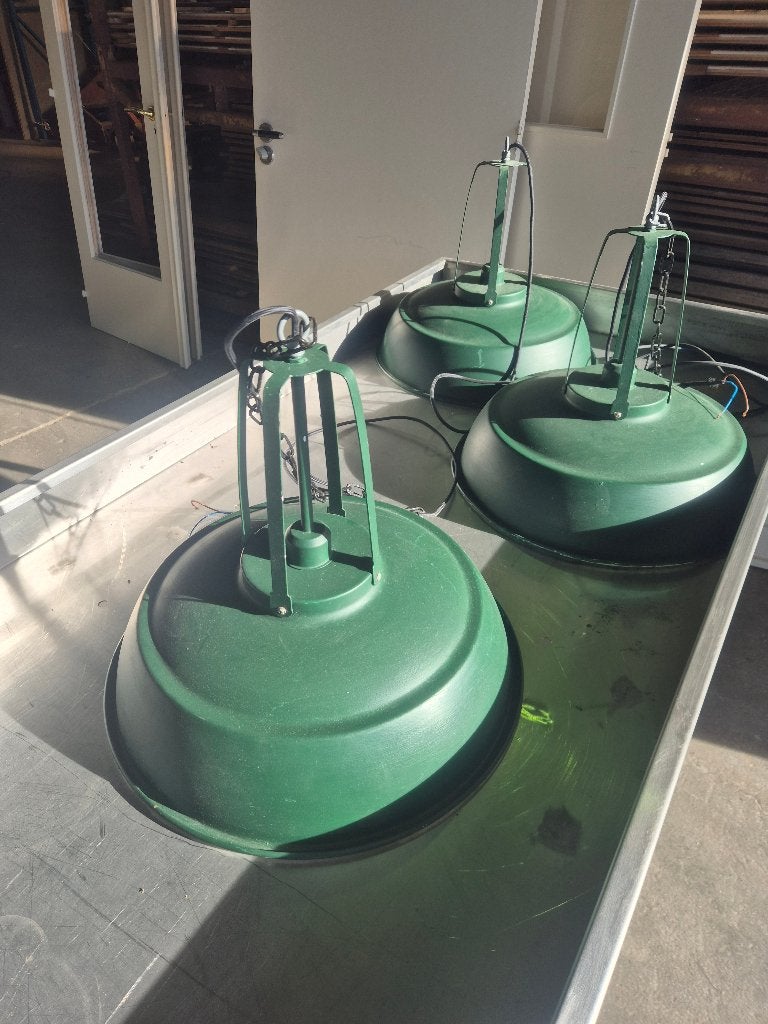 Partij van 10 Industriële Fabriekslampen – Groene Hanglampen, Ophalen, Gebruikt, -, -