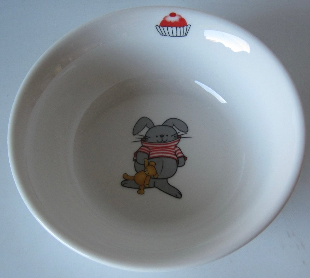kom - eetbakje voor kinderen met afbeelding van konijn, Overige merken, Ophalen of Verzenden, Zo goed als nieuw, Kom(men)