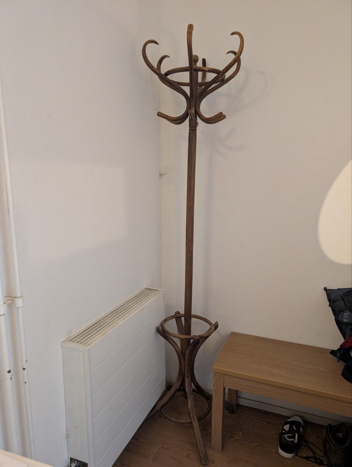 Vintage houten staande kapstok, Huis en Inrichting, Woonaccessoires | Kapstokken, Gebruikt, Staande kapstok, 150 tot 200 cm, Hout