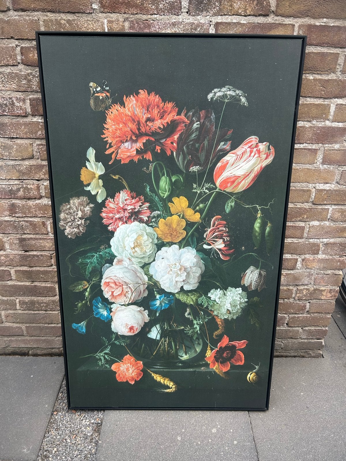 Grote bloemenstilleven op doek, klassieke stijl, Antiek en Kunst, Kunst | Schilderijen | Klassiek, Paneel, Klassiek, Print, Ingelijst