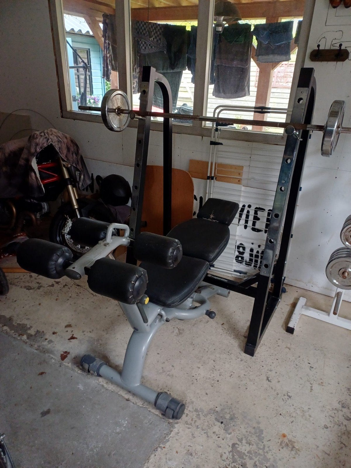 Diverse fitnessapparatuur: halters, bank, optrekstang, Ophalen, Gebruikt, Benen, Dumbbell