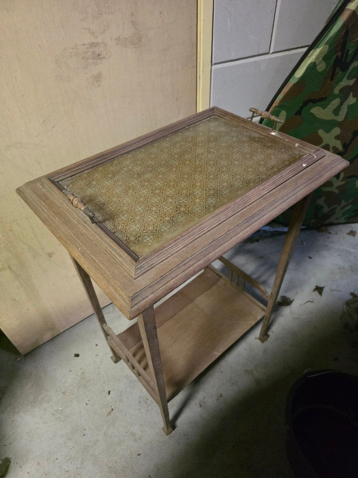 Vintage houten theewagen met dienblad, Ophalen
